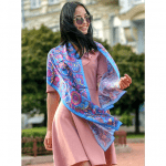 Шалик "Райські пташки". Блакитний, 173х40 см - image-1